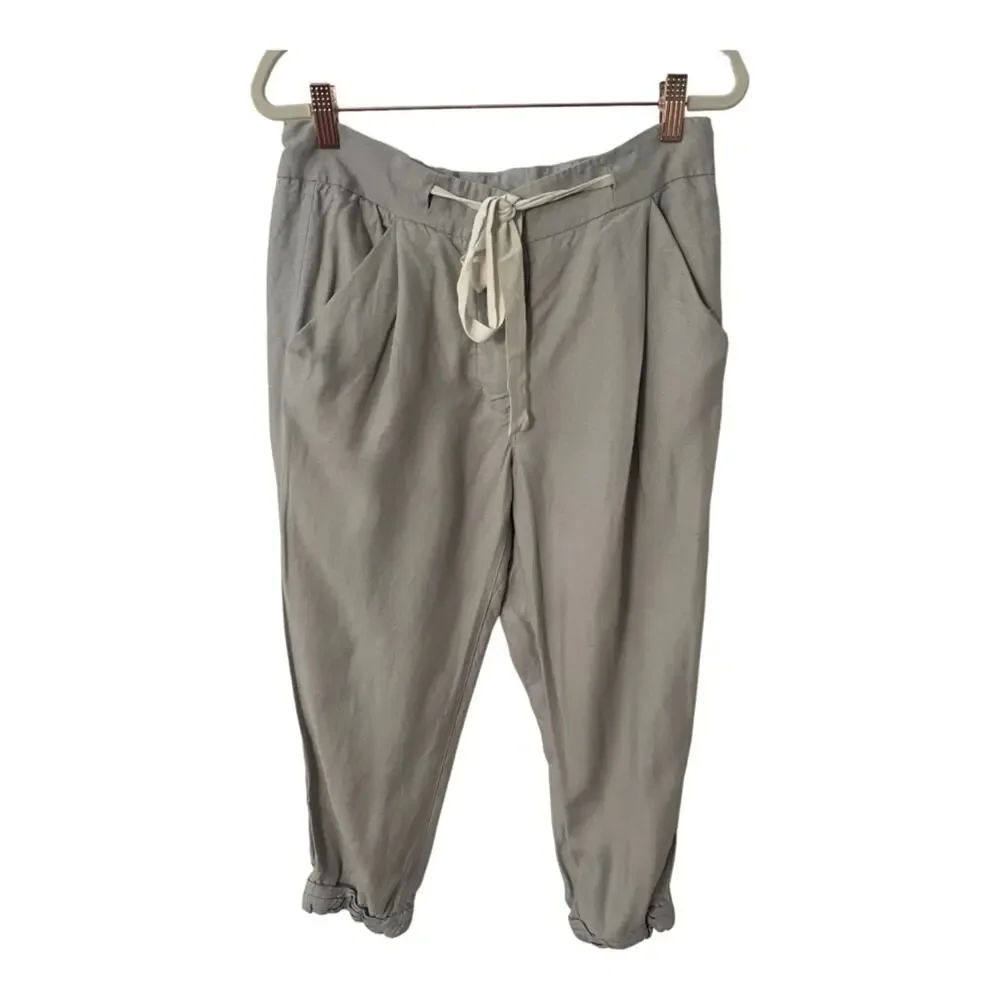 Aritzia Wilfred Allant Pants Cropped Crepe Trousers Casual Summer Boho Sz 4